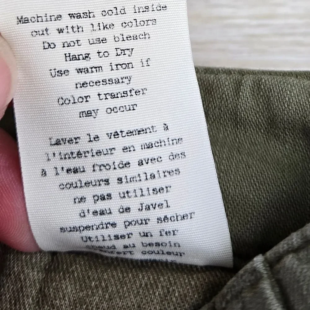Rag & Bone army green cargo pants 100% cotton women's size 25 cropped